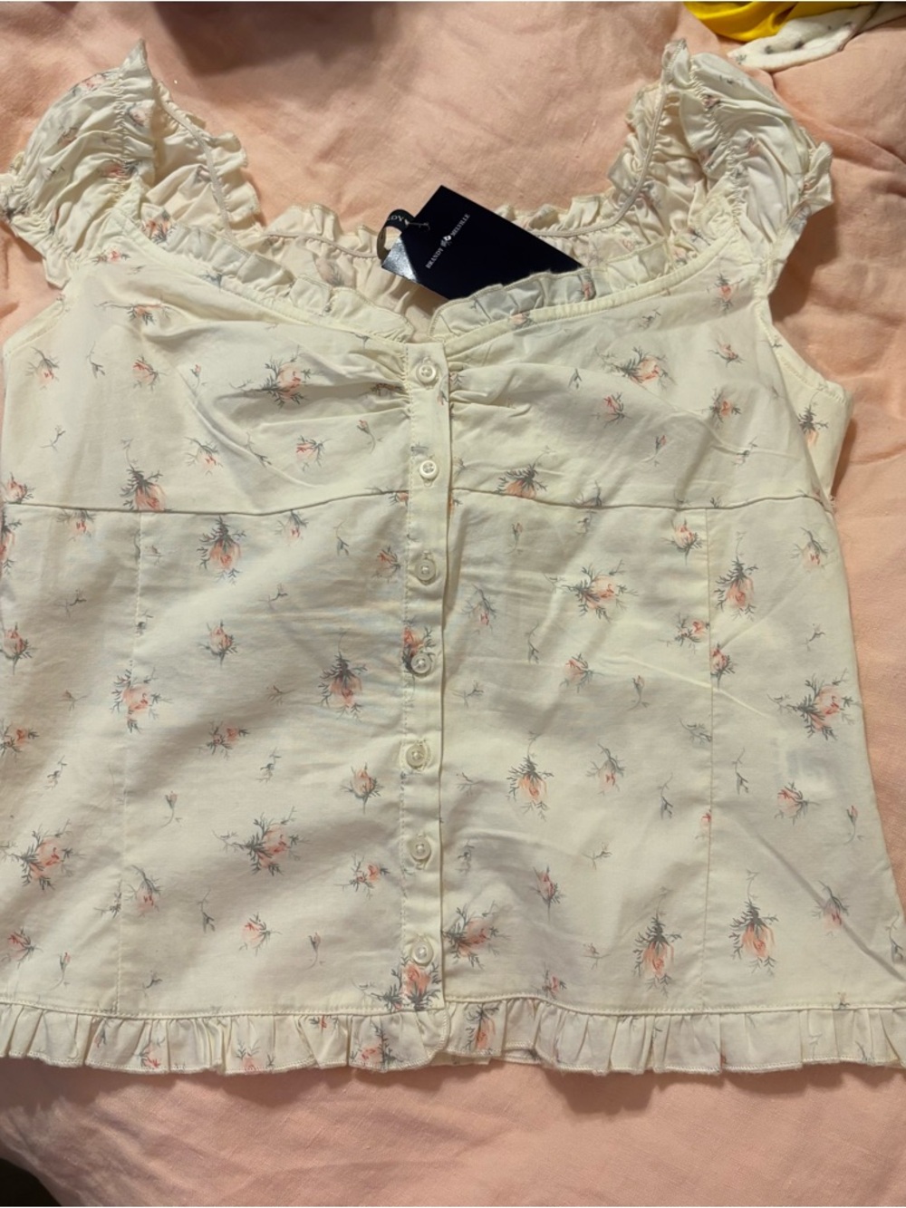 Floral Ruffle Button-Front Top